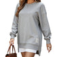 🔥2025 HOT SALE🔥 Long Sleeve Pullover Zipper Slit Casual Sweatshirt Dress