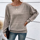 Solid Round-Neck Striped Top with Long Sleeves