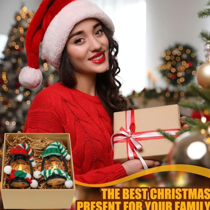 Mini Snowman Lantern with Hats and Scarves