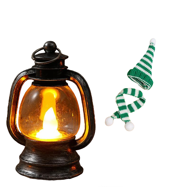 Mini Snowman Lantern with Hats and Scarves